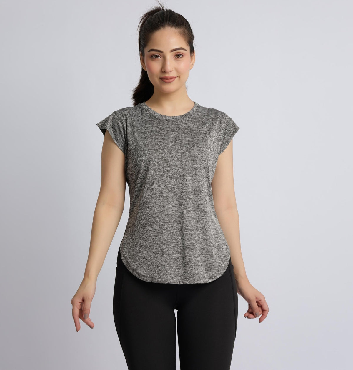 Light grey melange active style tshirt -Active style tshirt