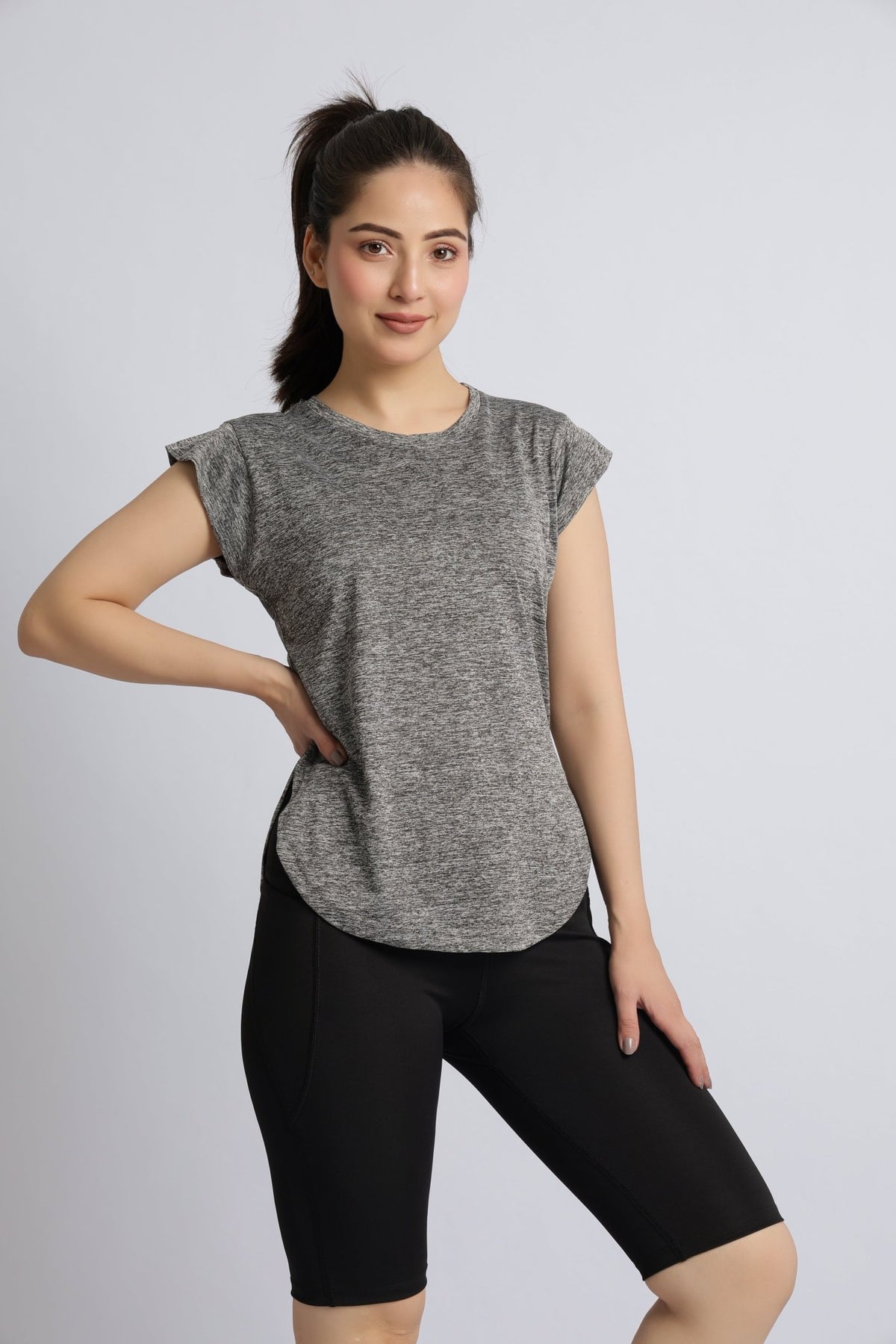 Light grey melange active style tshirt -Active style tshirt