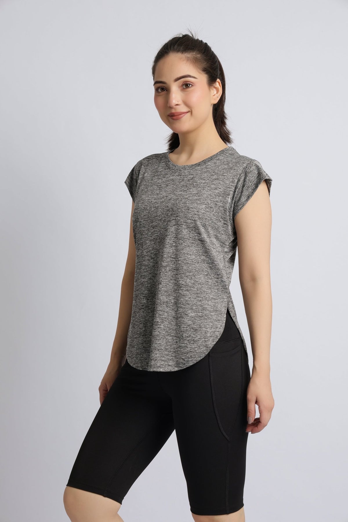 Light grey melange active style tshirt -Active style tshirt