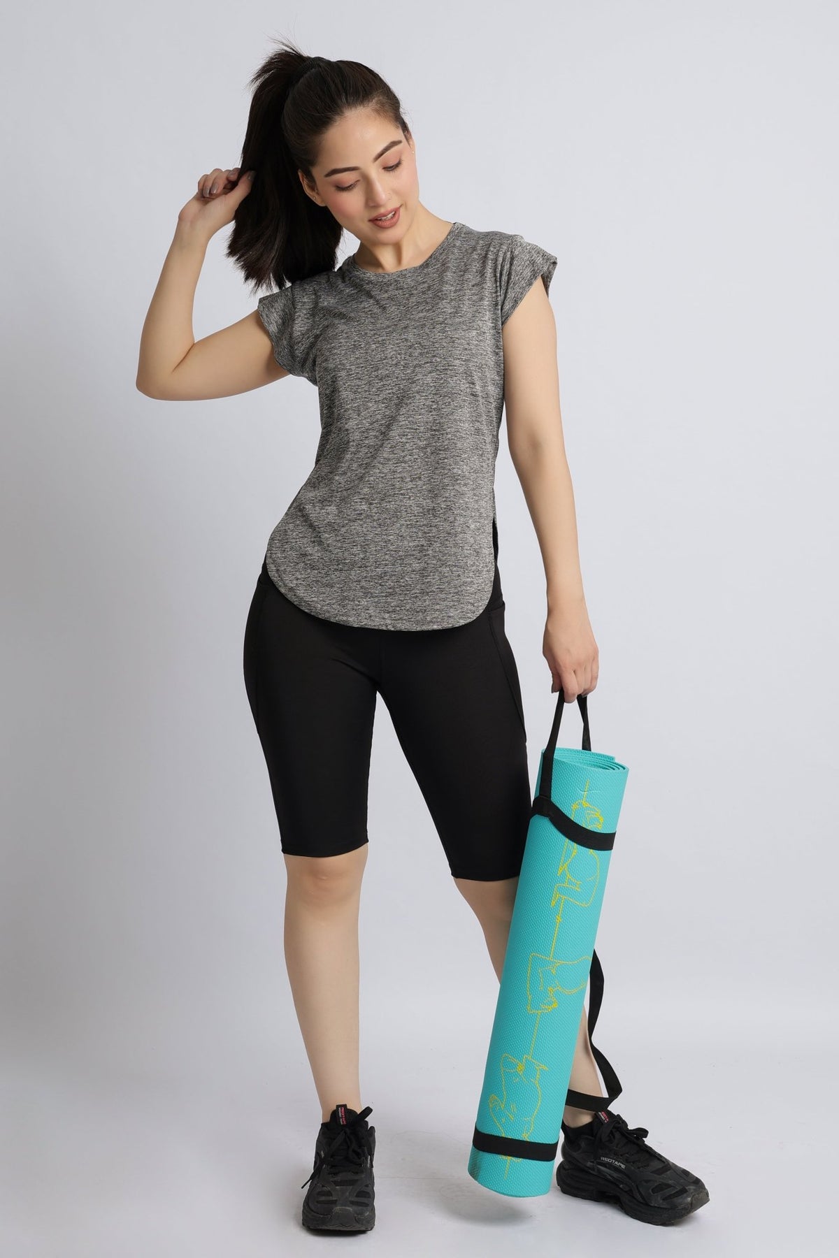 Light grey melange active style tshirt -Active style tshirt