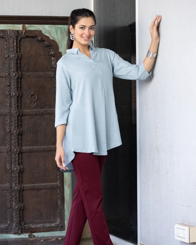 Light grey rayon flare top [ 100% Rayon, Liva Certified ] - Rayon flare top