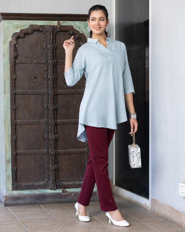 Light grey rayon flare top [ 100% Rayon, Liva Certified ] - Rayon flare top