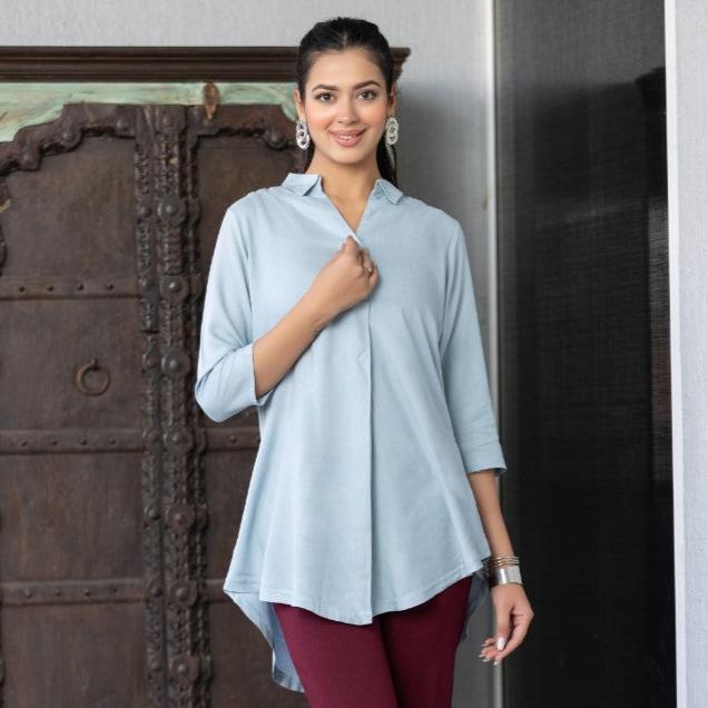 Light grey rayon flare top [ 100% Rayon, Liva Certified ] - Rayon flare top