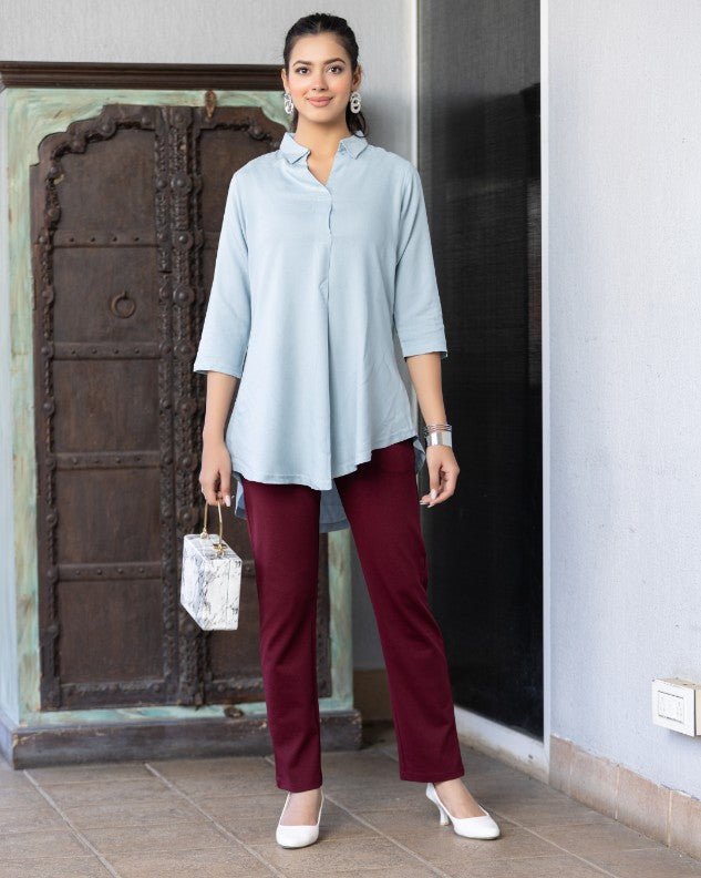 Light grey rayon flare top [ 100% Rayon, Liva Certified ] - Rayon flare top