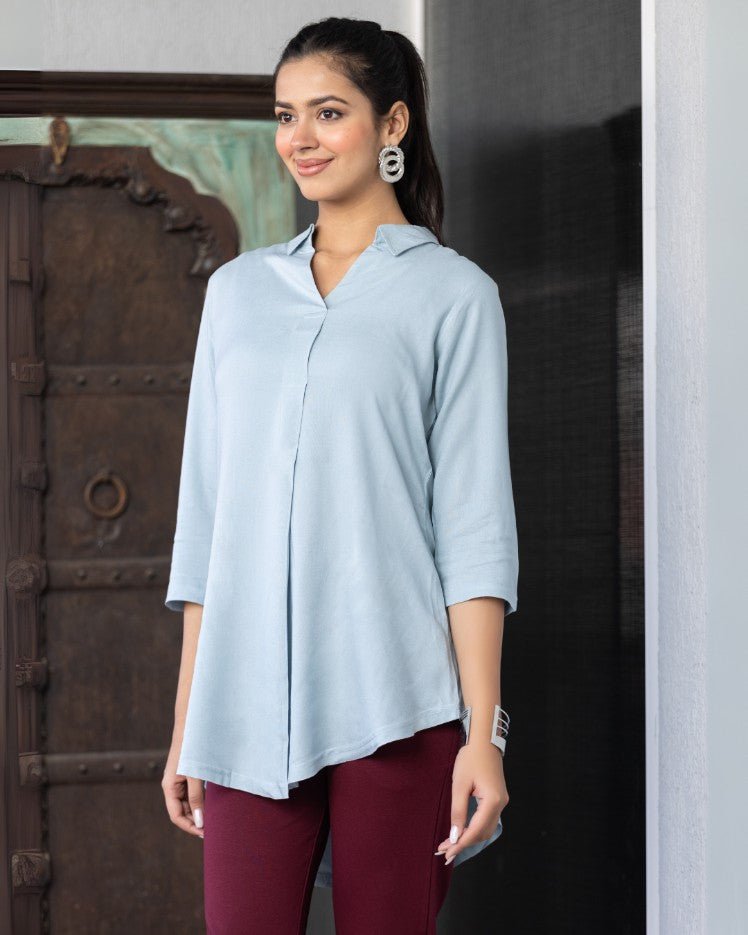 Light grey rayon flare top [ 100% Rayon, Liva Certified ] - Rayon flare top