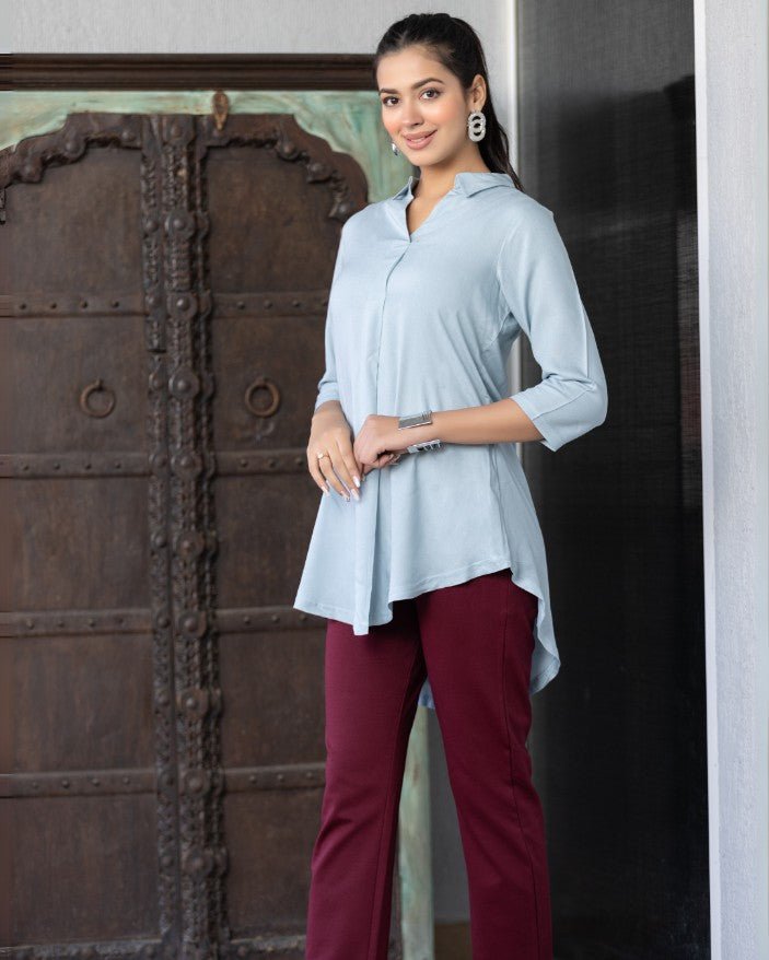 Light grey rayon flare top [ 100% Rayon, Liva Certified ] - Rayon flare top