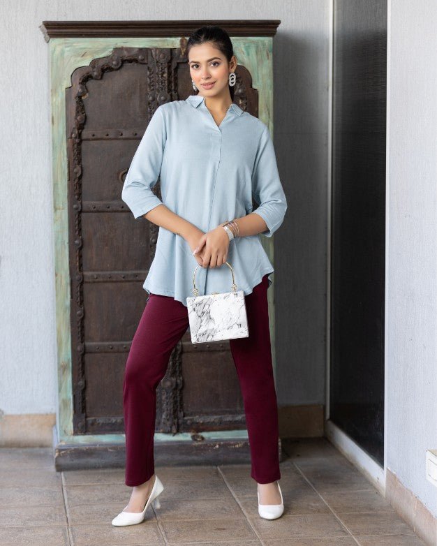 Light grey rayon flare top [ 100% Rayon, Liva Certified ] - Rayon flare top