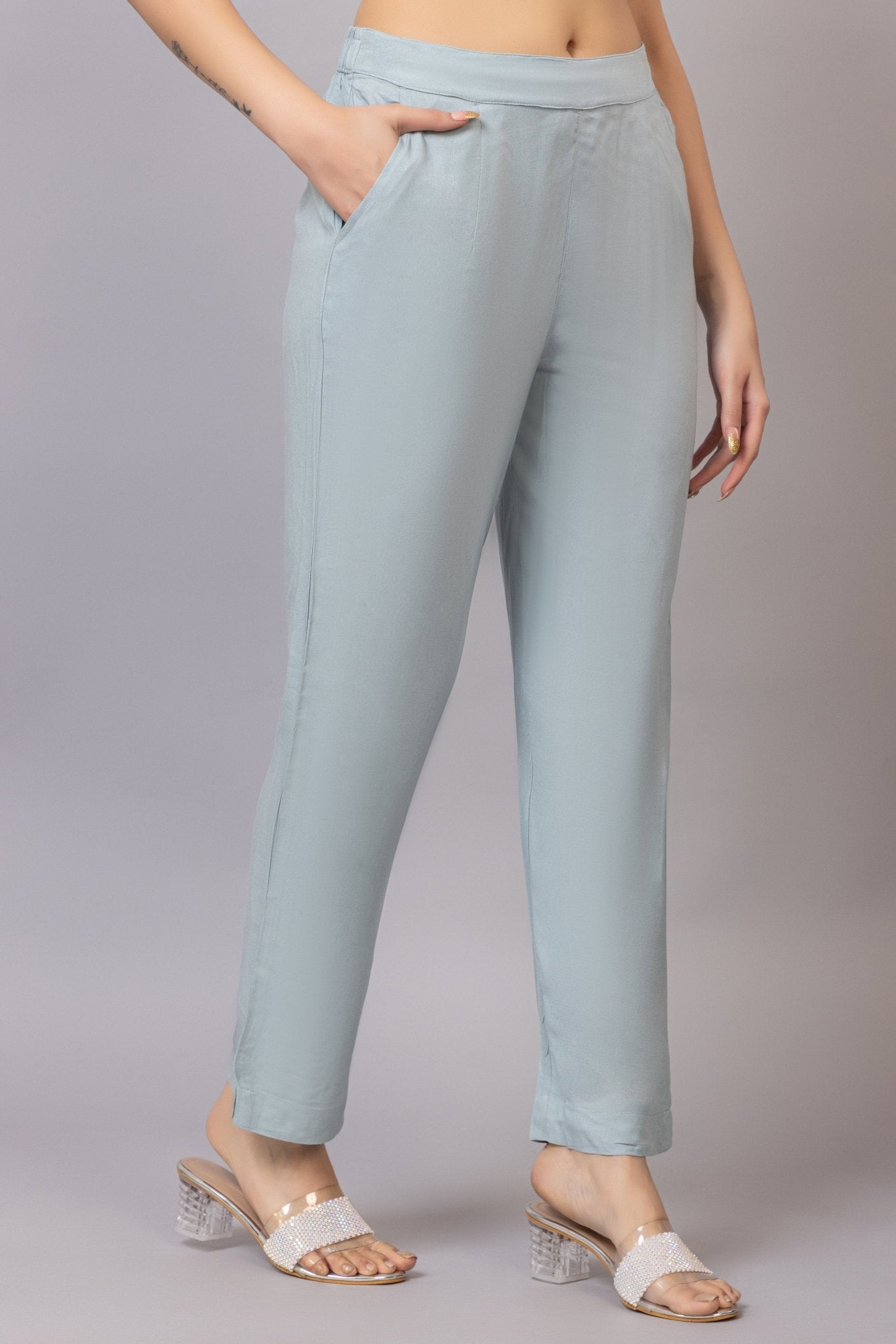 Light grey rayon pant [ 100% Rayon, Liva Certified ] - Rayon pants