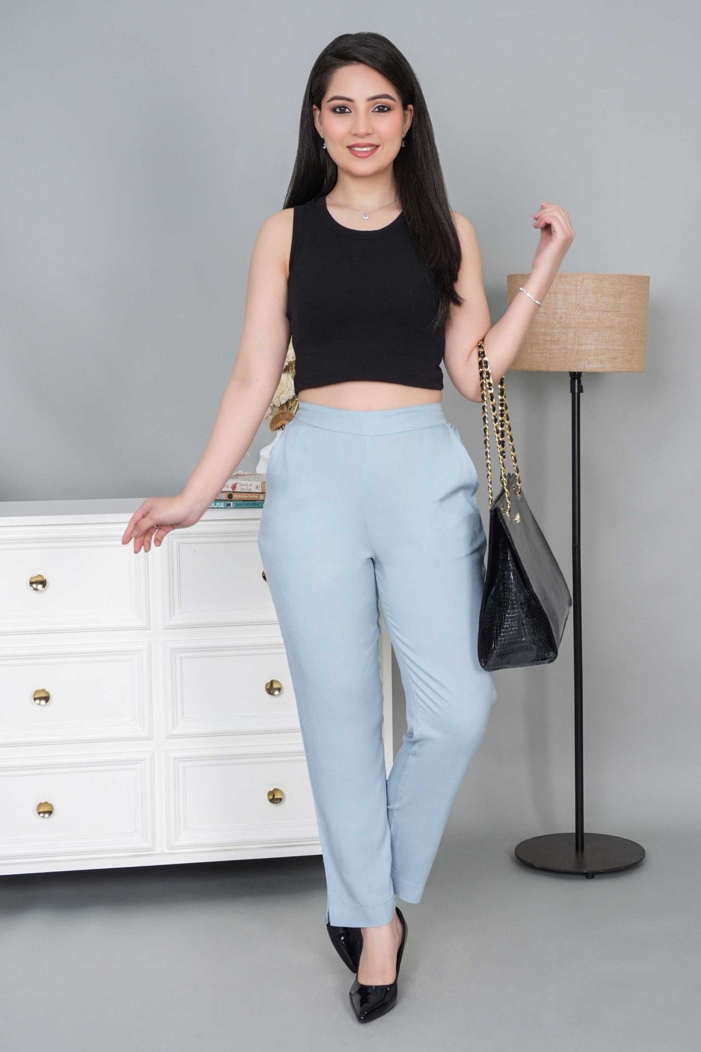 Light grey rayon pant [ 100% Rayon, Liva Certified ] - Rayon pants