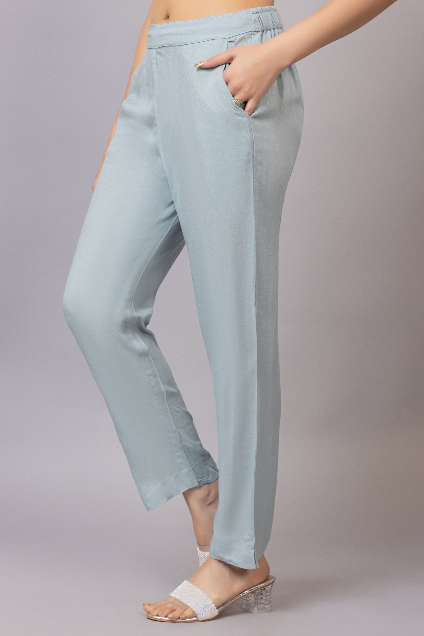Light grey rayon pant [ 100% Rayon, Liva Certified ] - Rayon pants