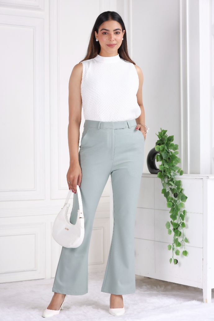 Light olive formal flare pants with spandex [Bootcut flare] - Formal flare pants