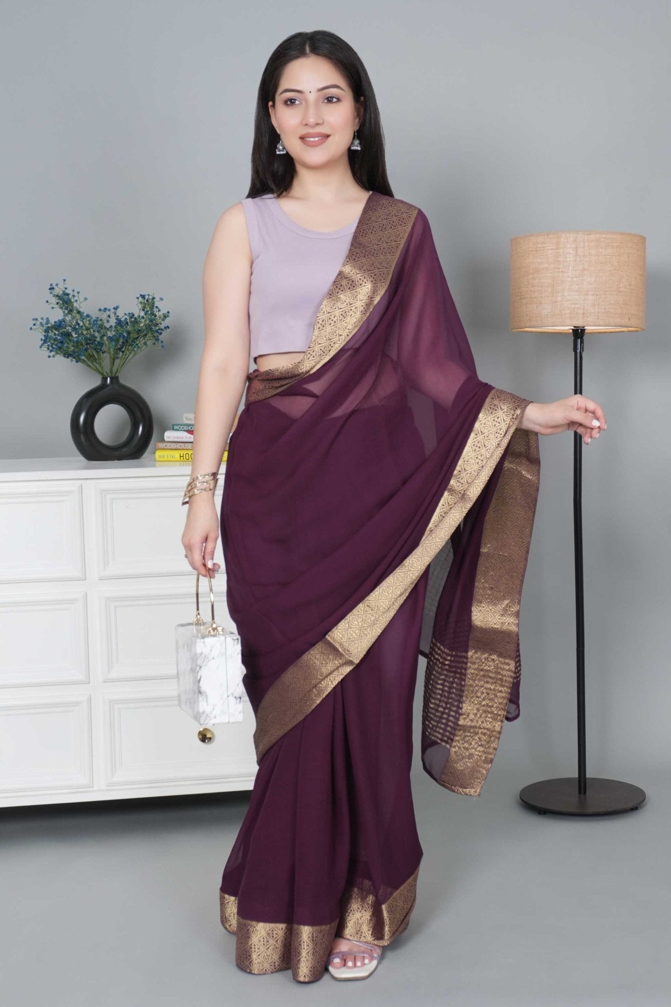 Lilac Rib Crop Blouse [ 100% USA HQ Cotton, 280 GSM non transparent fabric ] - Rib crop blouse