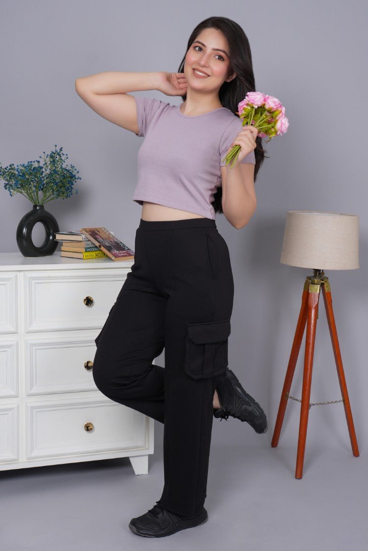 Lilac Rib Crop T Shirt [ 100% USA HQ Cotton, 280 GSM non transparent fabric ] - Rib crop t shirt