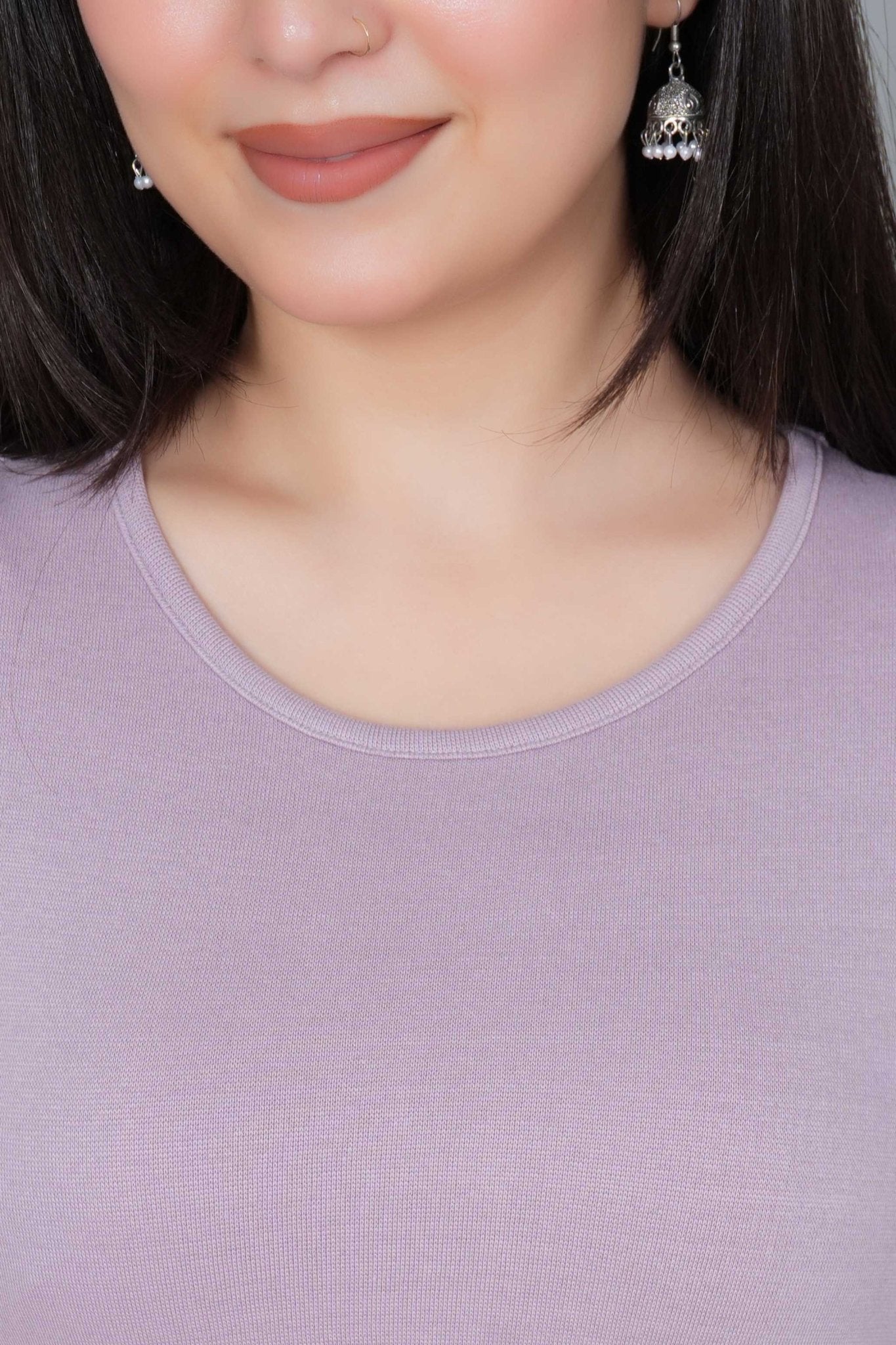 Lilac Rib Crop Tshirt Blouse [ 100% USA HQ Cotton, 280 GSM non transparent fabric ] - Rib crop tshirt blouse