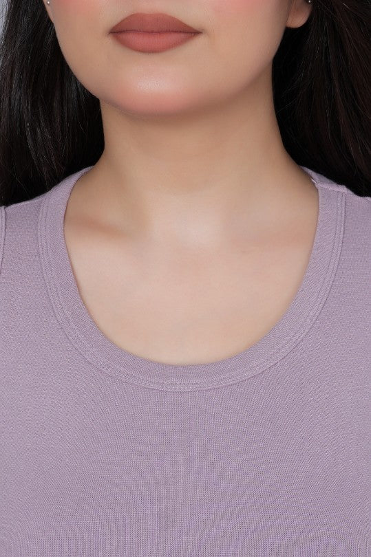 Lilac Rib Crop Vest [ 100% USA HQ Cotton, 280 GSM non transparent fabric ] - Rib crop vest