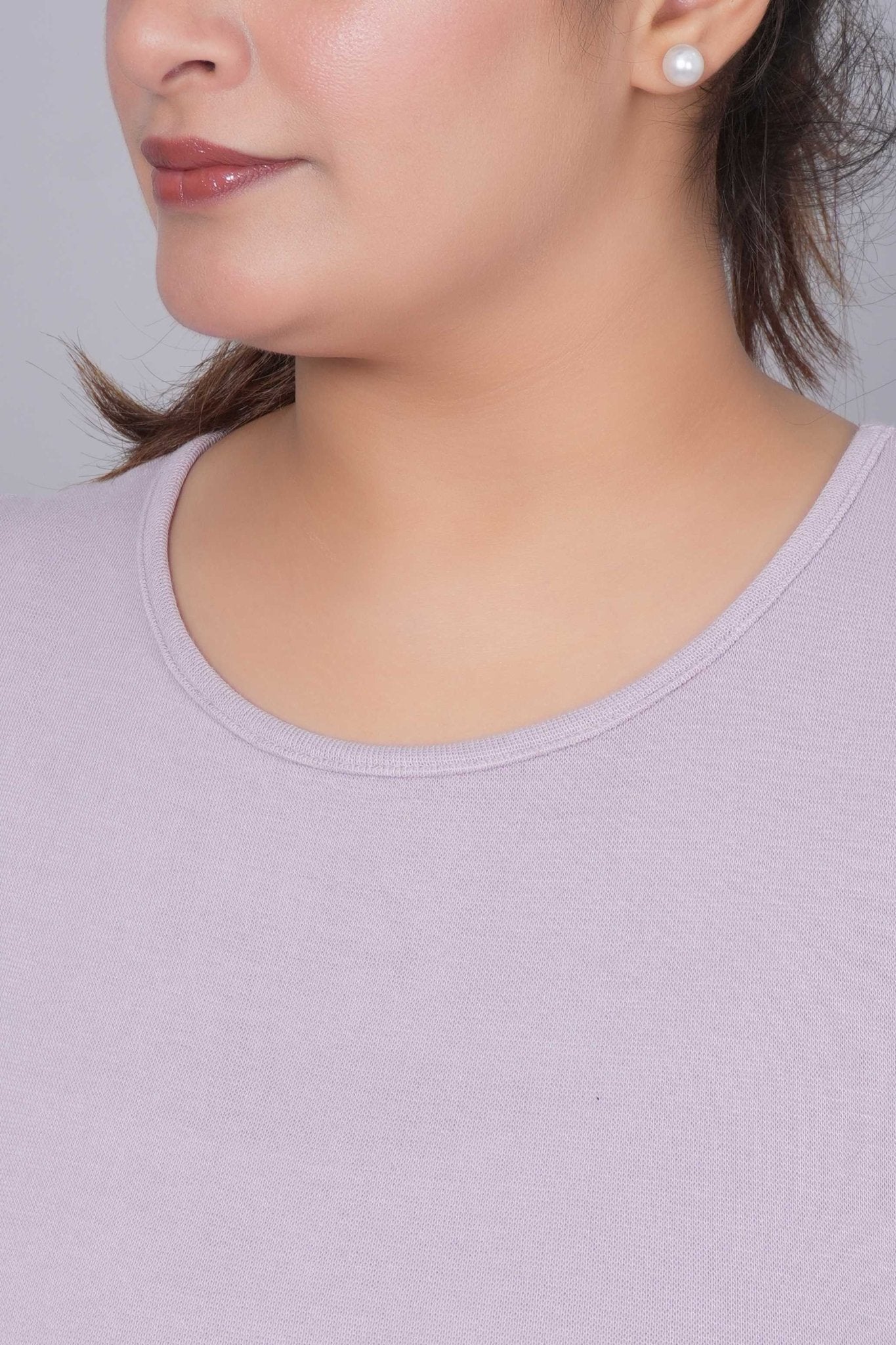 Lilac Stretchable Rib T Shirt [ 100% USA HQ Cotton, 280 GSM non transparent fabric ] - Rib t shirt
