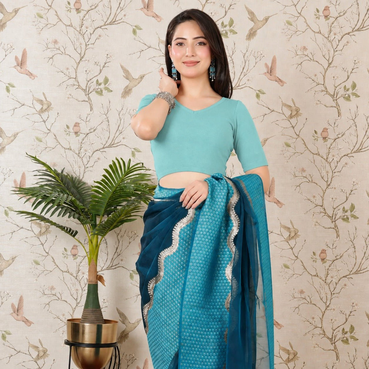 London Forest Rib Blouse [ 100% USA HQ Cotton, 280 GSM non transparent fabric ] -Rib blouse