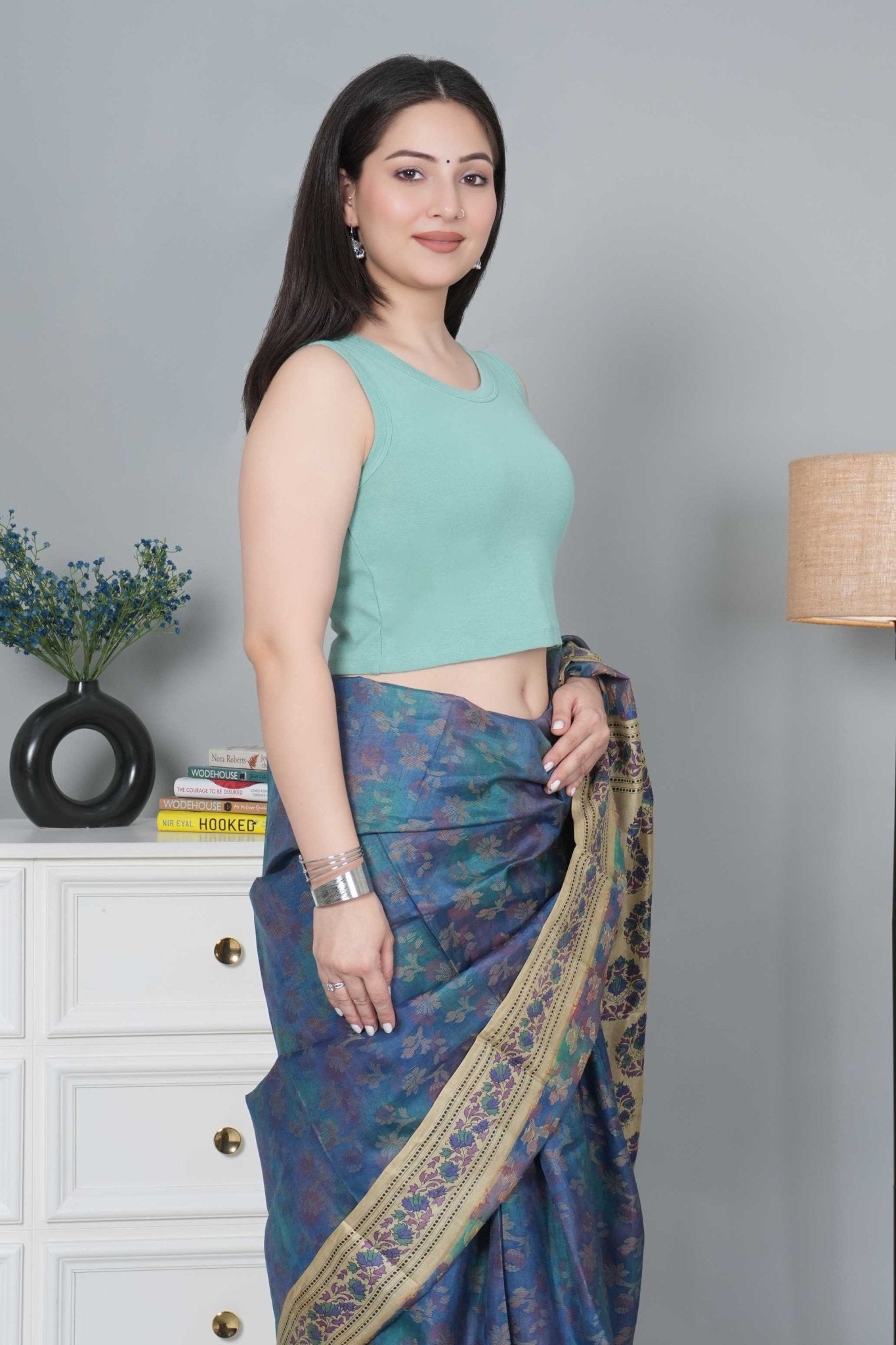 London forest Rib Crop Blouse [ 100% USA HQ Cotton, 280 GSM non transparent fabric ] - Rib crop blouse