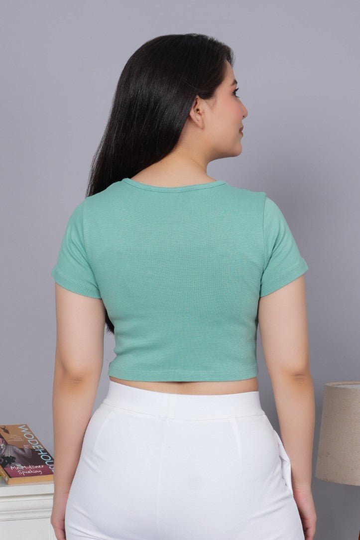 London Forest Rib Crop T Shirt 100% USA HQ Cotton, 280 GSM non transparent fabric