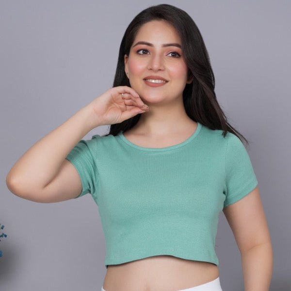 London Forest Rib Crop T Shirt [ 100% USA HQ Cotton, 280 GSM non transparent fabric ] - Rib crop t shirt