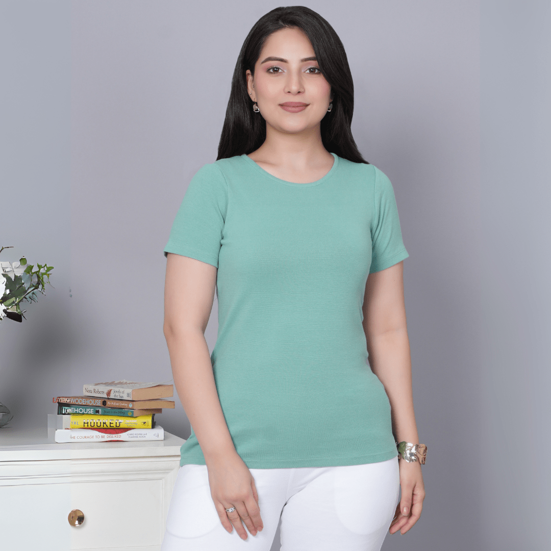 London Forest Stretchable Rib T Shirt [ 100% USA HQ Cotton, 280 GSM non transparent fabric ] - Rib t shirt