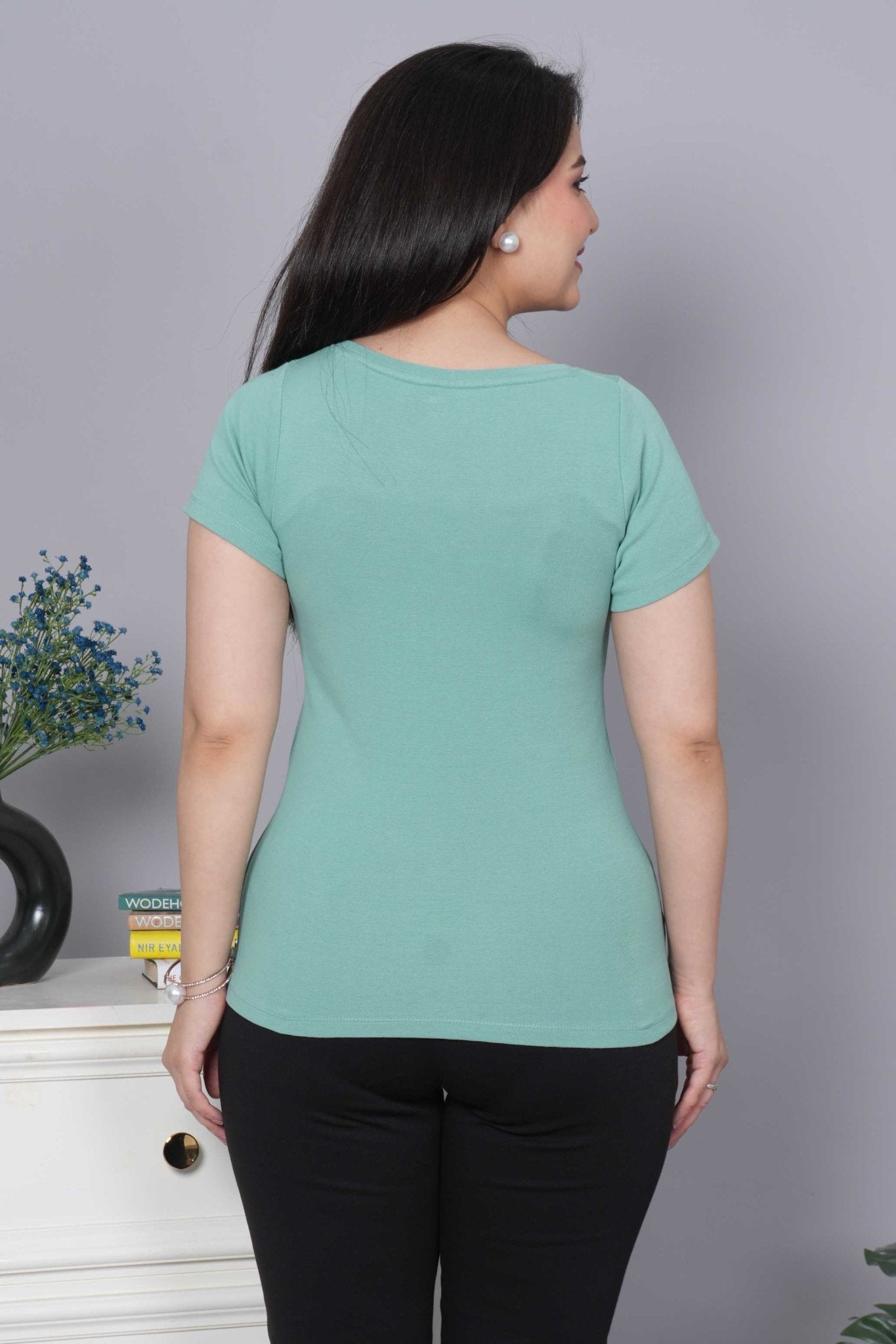 London Forest Stretchable V Neck Rib T Shirt [ 100% USA HQ Cotton, 280 GSM non transparent fabric ] - Rib v neck t shirt