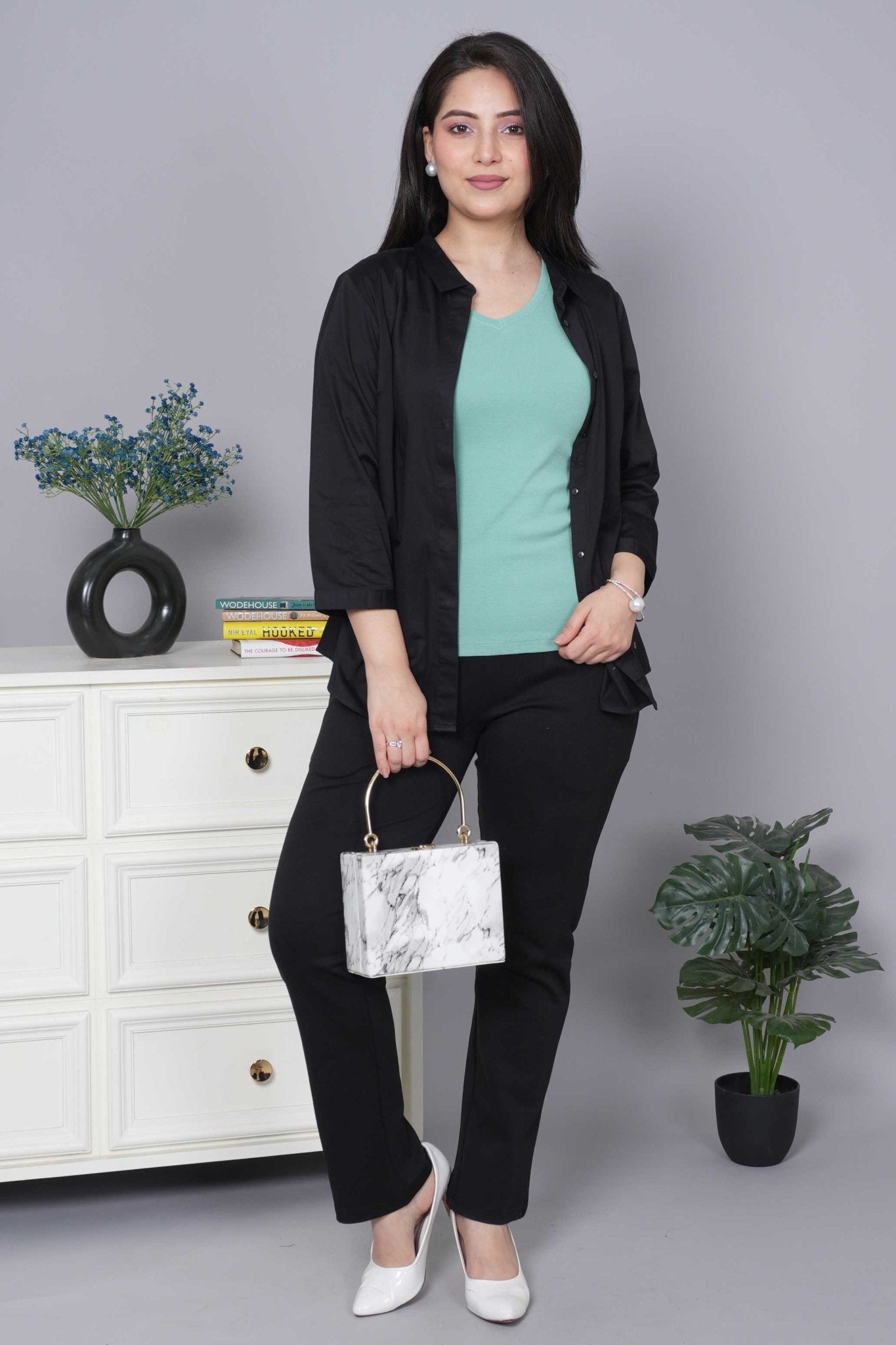 London Forest Stretchable V Neck Rib T Shirt [ 100% USA HQ Cotton, 280 GSM non transparent fabric ] - Rib v neck t shirt