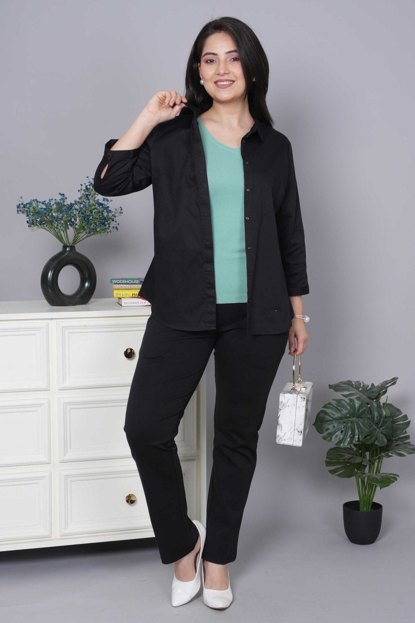 London Forest Stretchable V Neck Rib T Shirt [ 100% USA HQ Cotton, 280 GSM non transparent fabric ] - Rib v neck t shirt