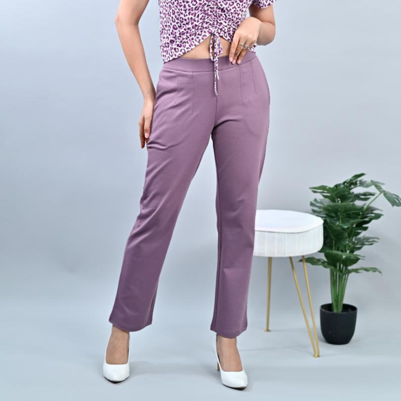 Lovely lavender stretchable biowash USA HQ cotton cigarette pencil pants with superior elastic belt. [Straight fit] - Milano cigarette pencil pants