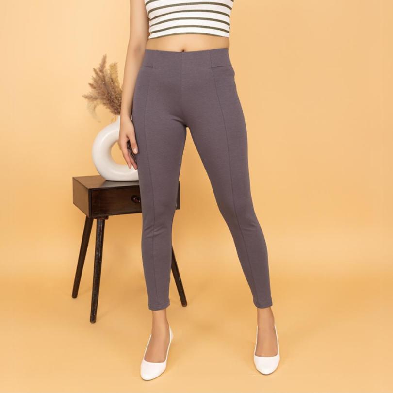 Lovely lavender stretchable biowash USA HQ cotton jegging pant with superior elastic belt. - Milano jegging pants