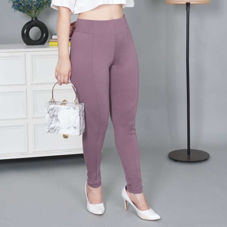 Lovely lavender stretchable biowash USA HQ cotton jegging pant with superior elastic belt. - Milano jegging pants