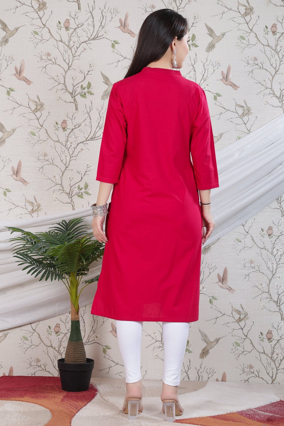 Magenta 100% Premium Cotton Long Kurta -Cotton long kurta