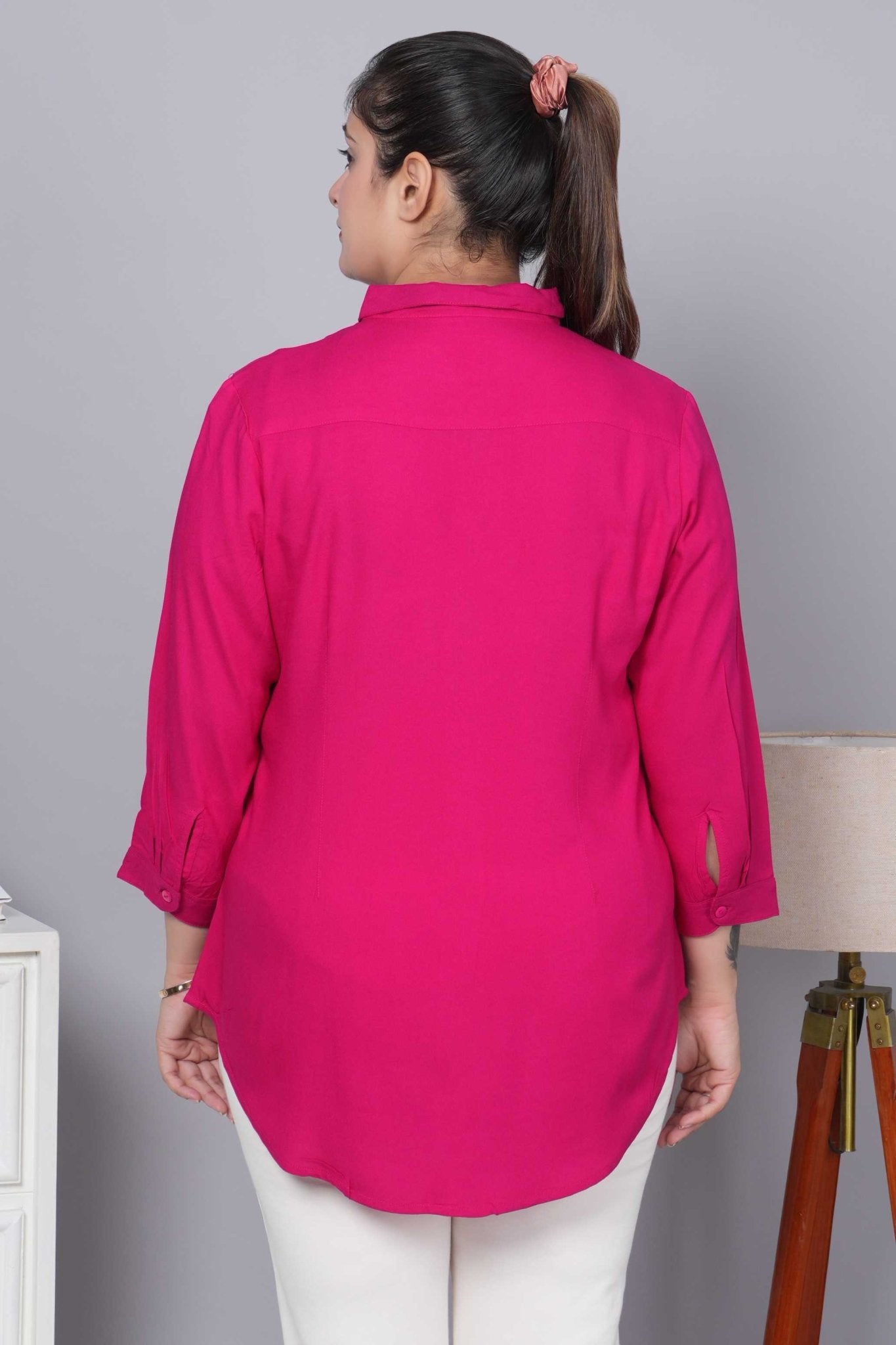 Magenta long hemline shirt [ 100% Rayon, Liva Certified ] - Long hemline shirt