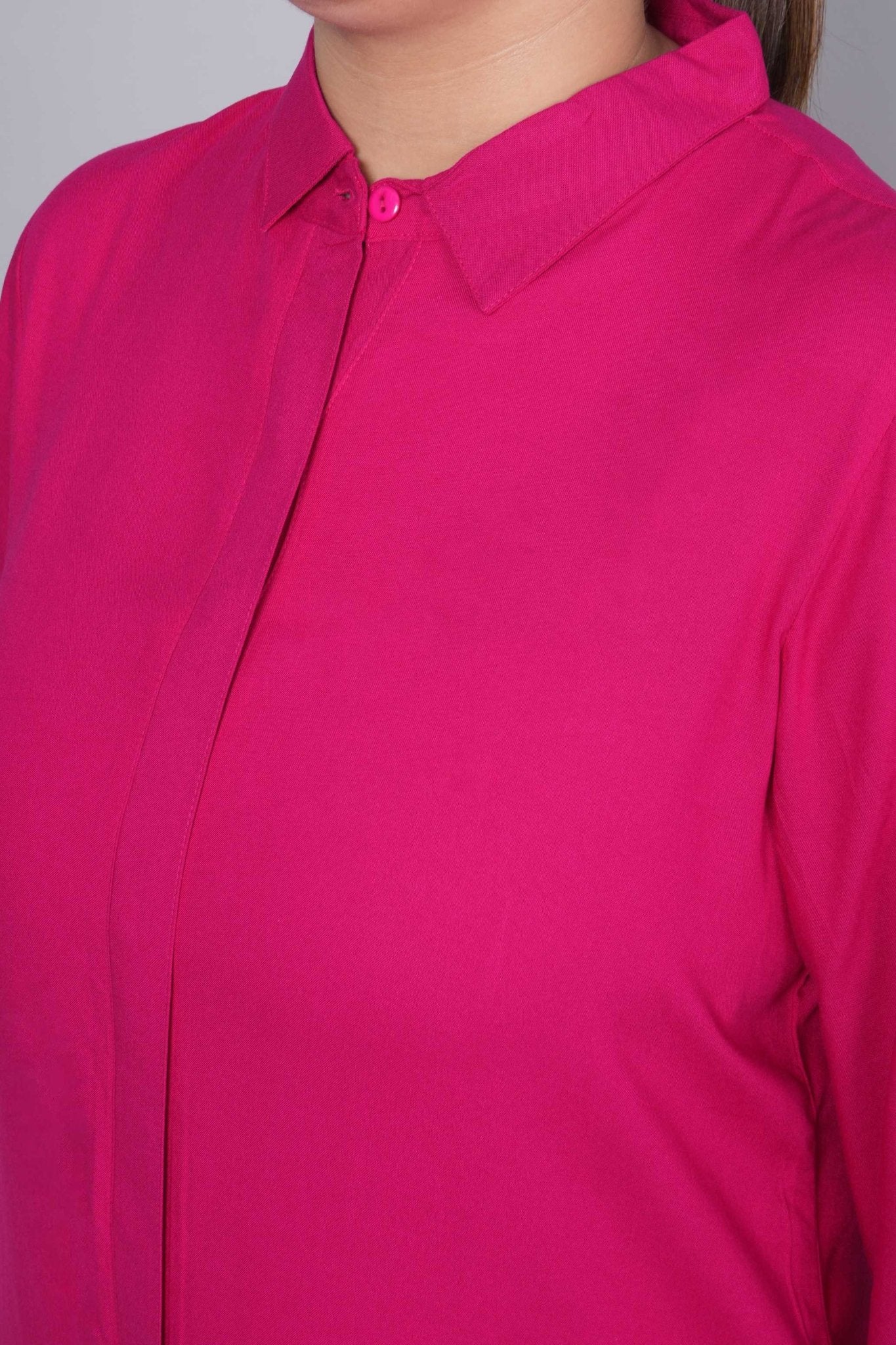 Magenta long hemline shirt [ 100% Rayon, Liva Certified ] - Long hemline shirt