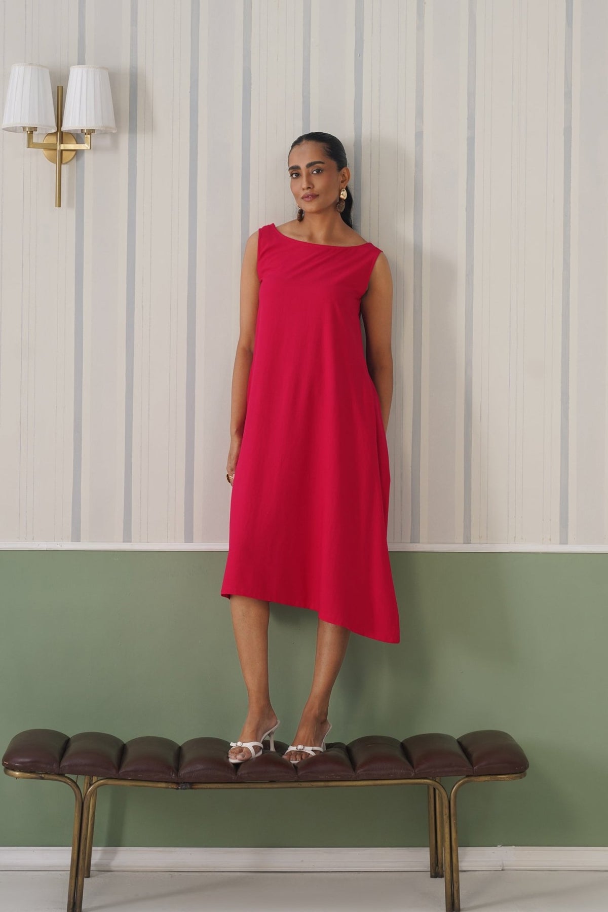 Magenta rayon flare dress with pocket [ Premium 100% Rayon, Liva Certified ] -Rayon flare dress with pocket