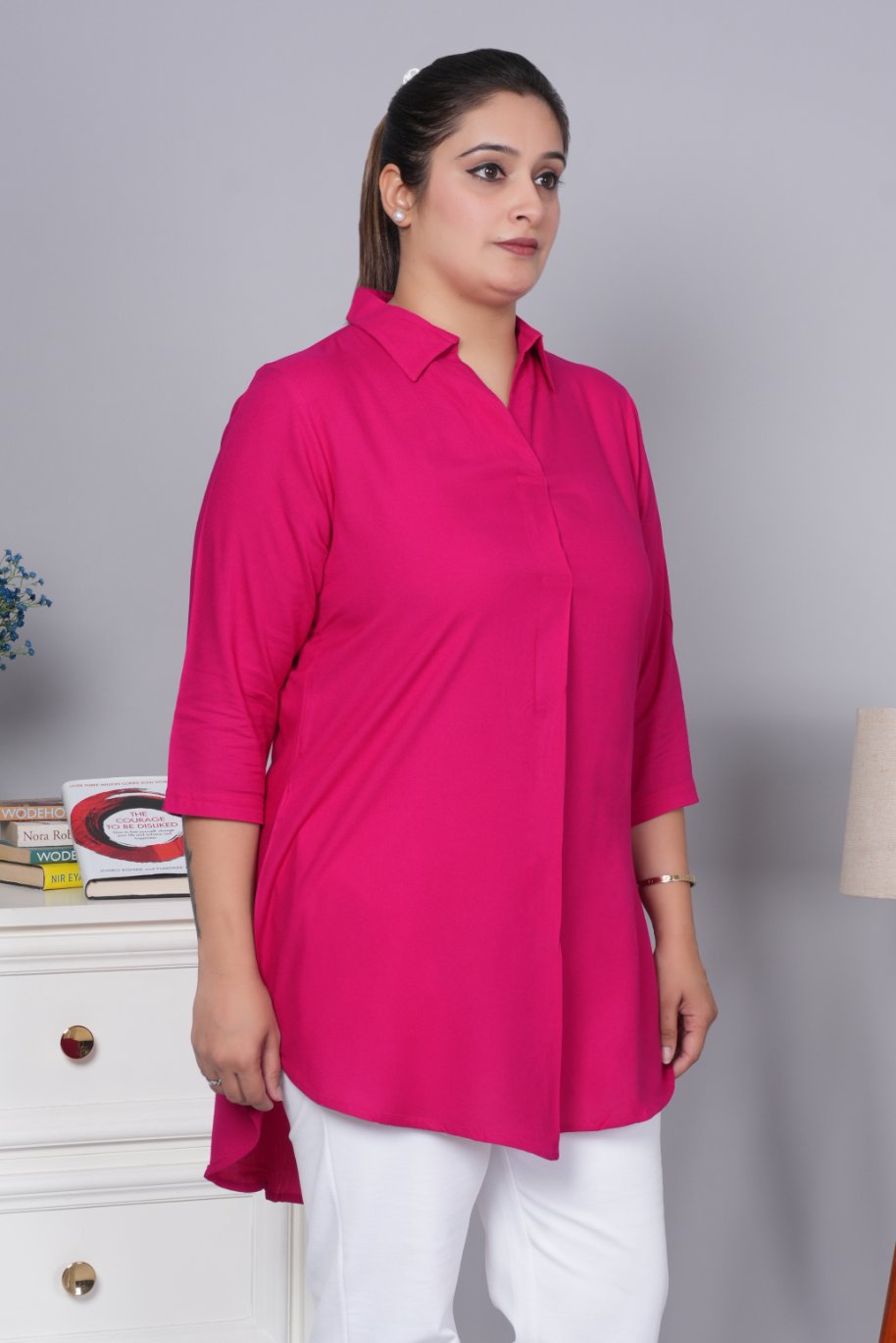 Magenta rayon flare top [ 100% Rayon, Liva Certified ] - Rayon flare top