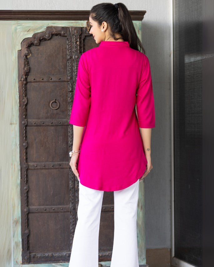 Magenta rayon flare top [ 100% Rayon, Liva Certified ] - Rayon flare top