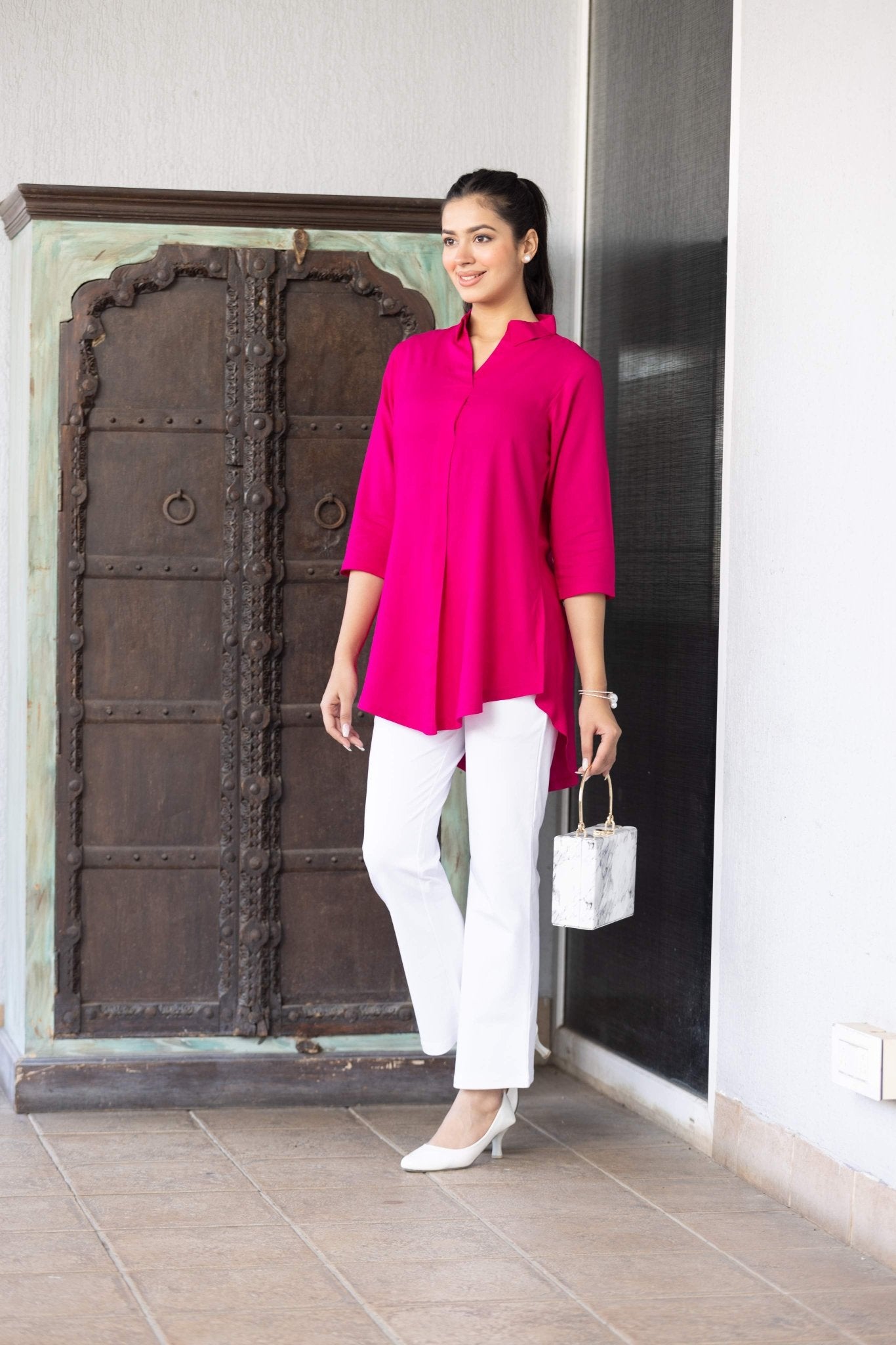 Magenta rayon flare top [ 100% Rayon, Liva Certified ] - Rayon flare top