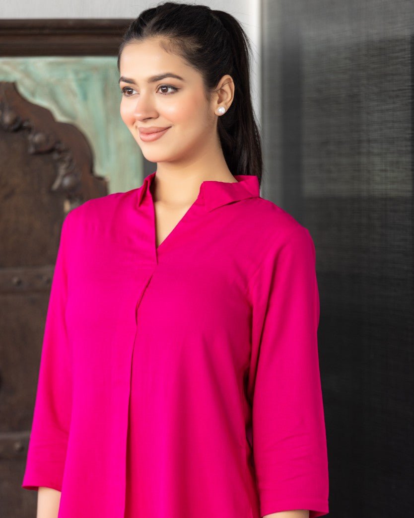 Magenta rayon flare top [ 100% Rayon, Liva Certified ] - Rayon flare top