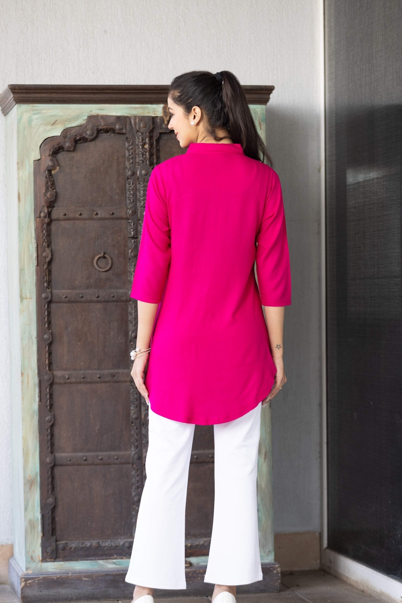 Magenta rayon flare top [ 100% Rayon, Liva Certified ] - Rayon flare top