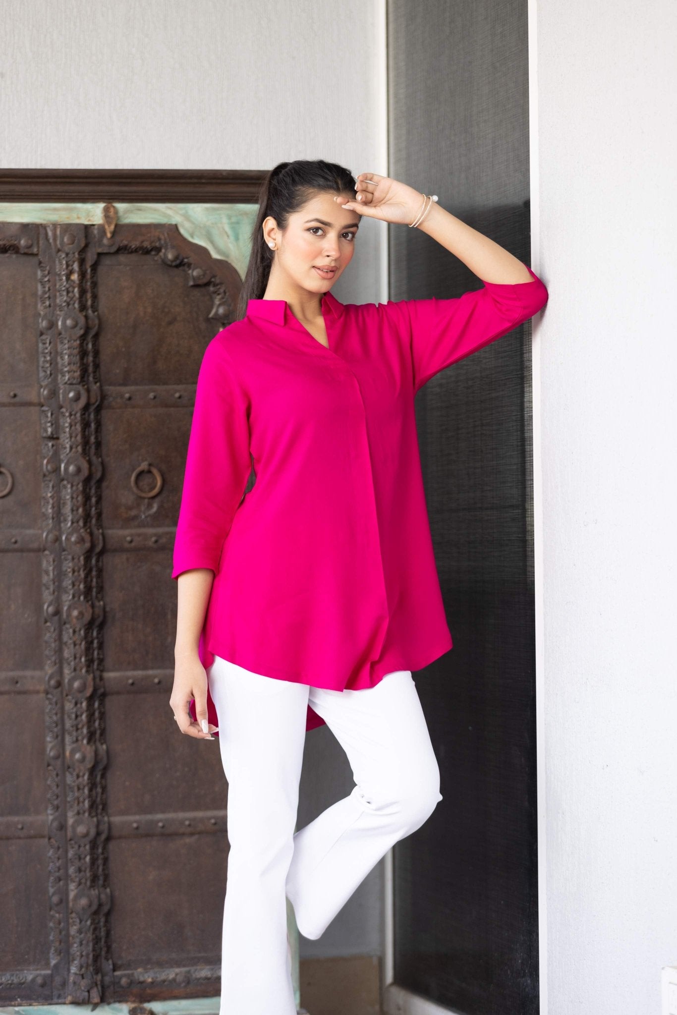 Magenta rayon flare top [ 100% Rayon, Liva Certified ] - Rayon flare top
