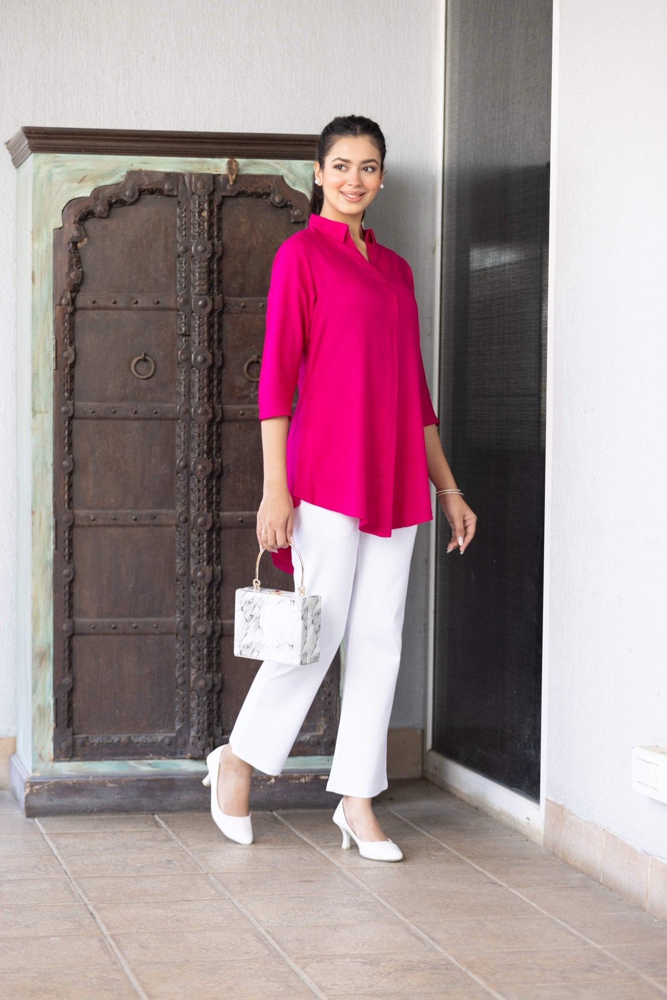 Magenta rayon flare top [ 100% Rayon, Liva Certified ] - Rayon flare top