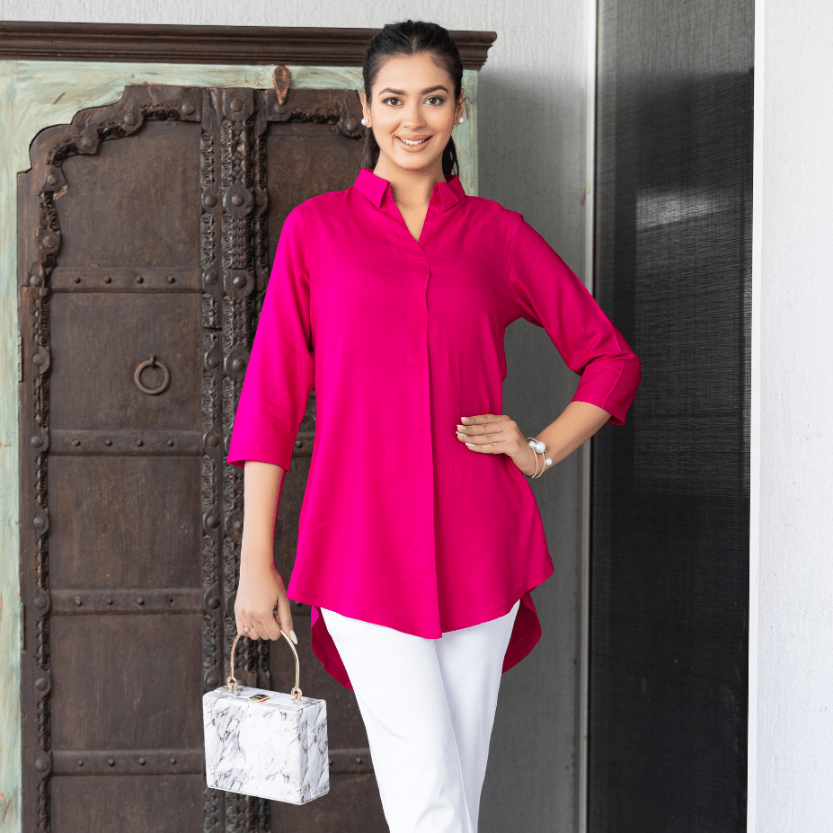 Magenta rayon flare top [ 100% Rayon, Liva Certified ] - Rayon flare top