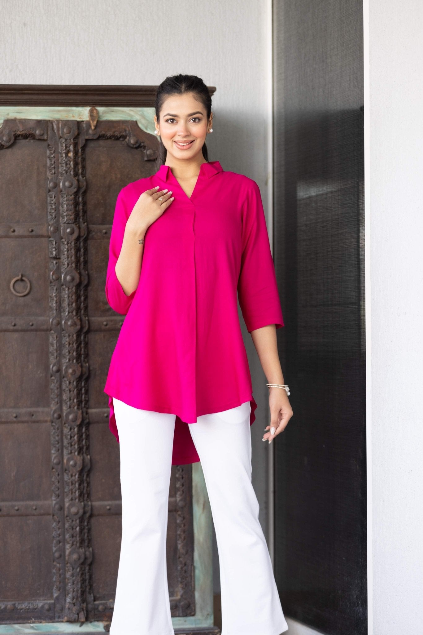 Magenta rayon flare top [ 100% Rayon, Liva Certified ] - Rayon flare top