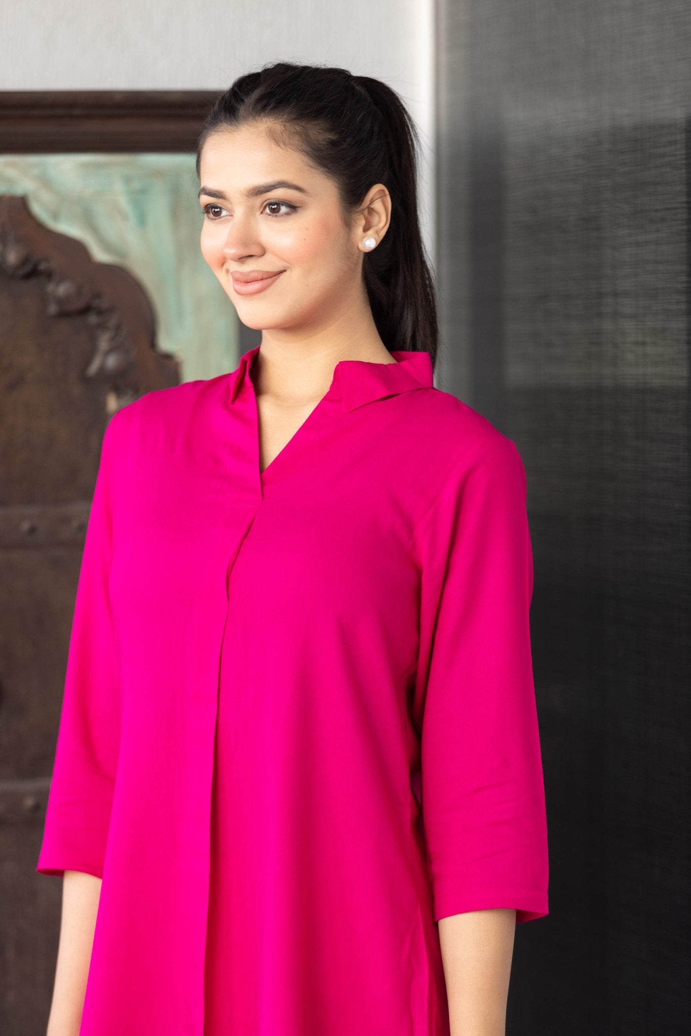 Magenta rayon flare top [ 100% Rayon, Liva Certified ] - Rayon flare top