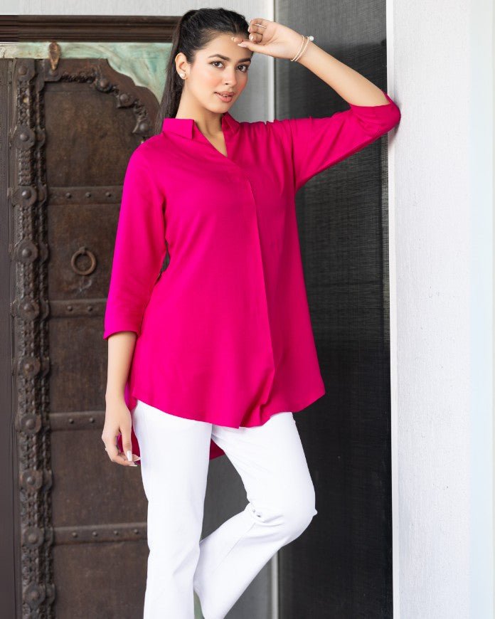 Magenta rayon flare top [ 100% Rayon, Liva Certified ] - Rayon flare top