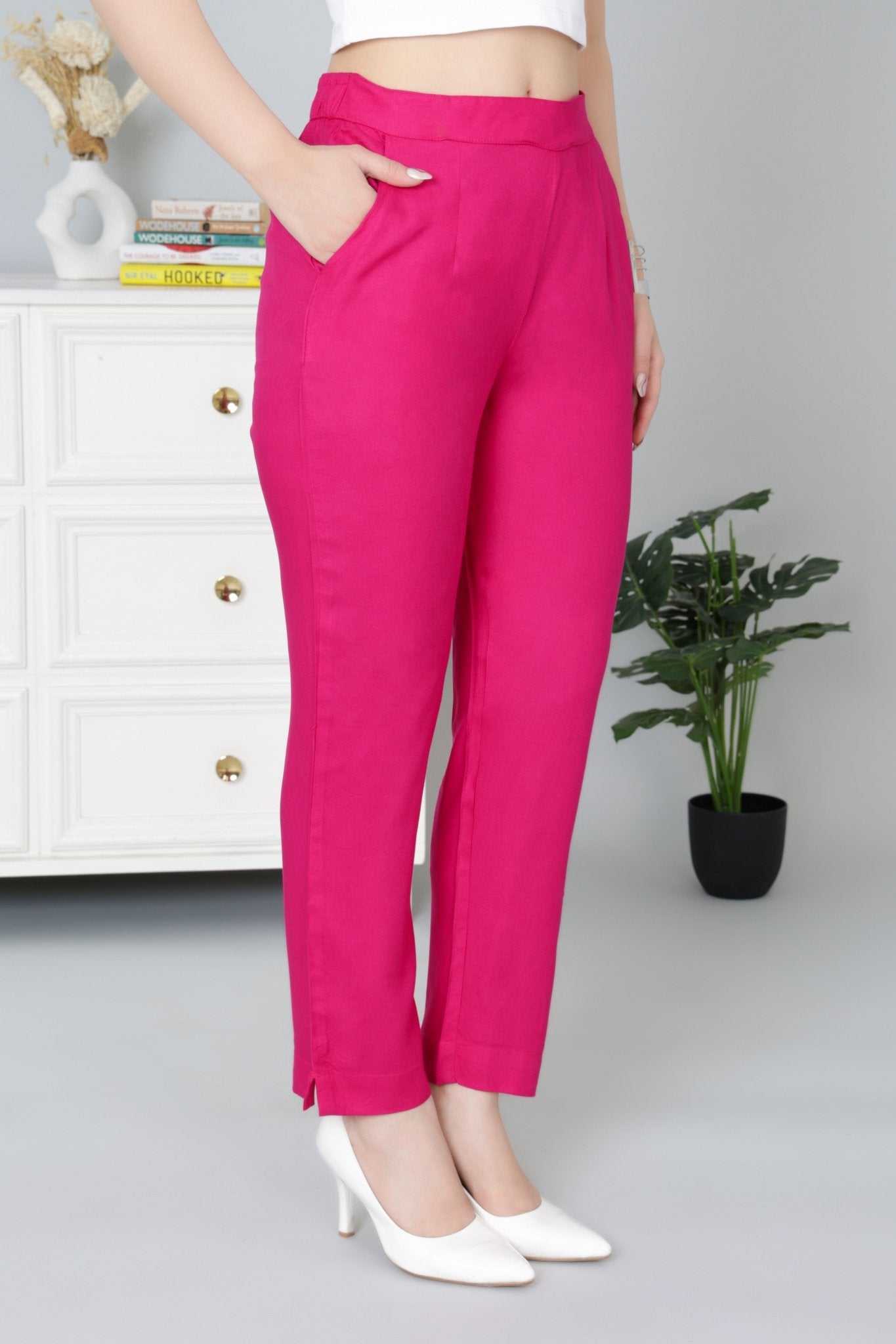 Magenta rayon pant [ 100% Rayon, Liva Certified ] - Rayon pants