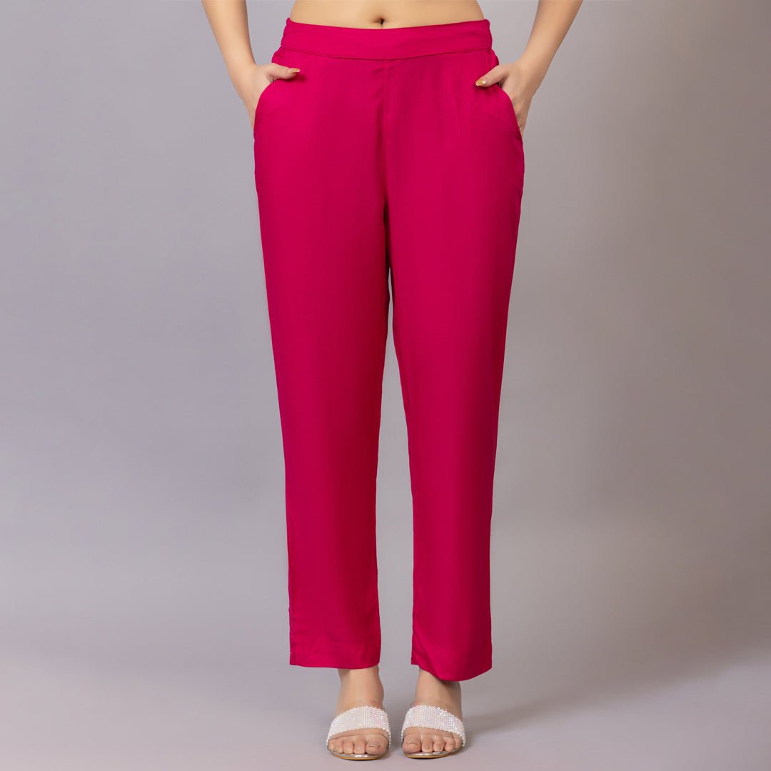 Magenta rayon pant [ 100% Rayon, Liva Certified ] - Rayon pants