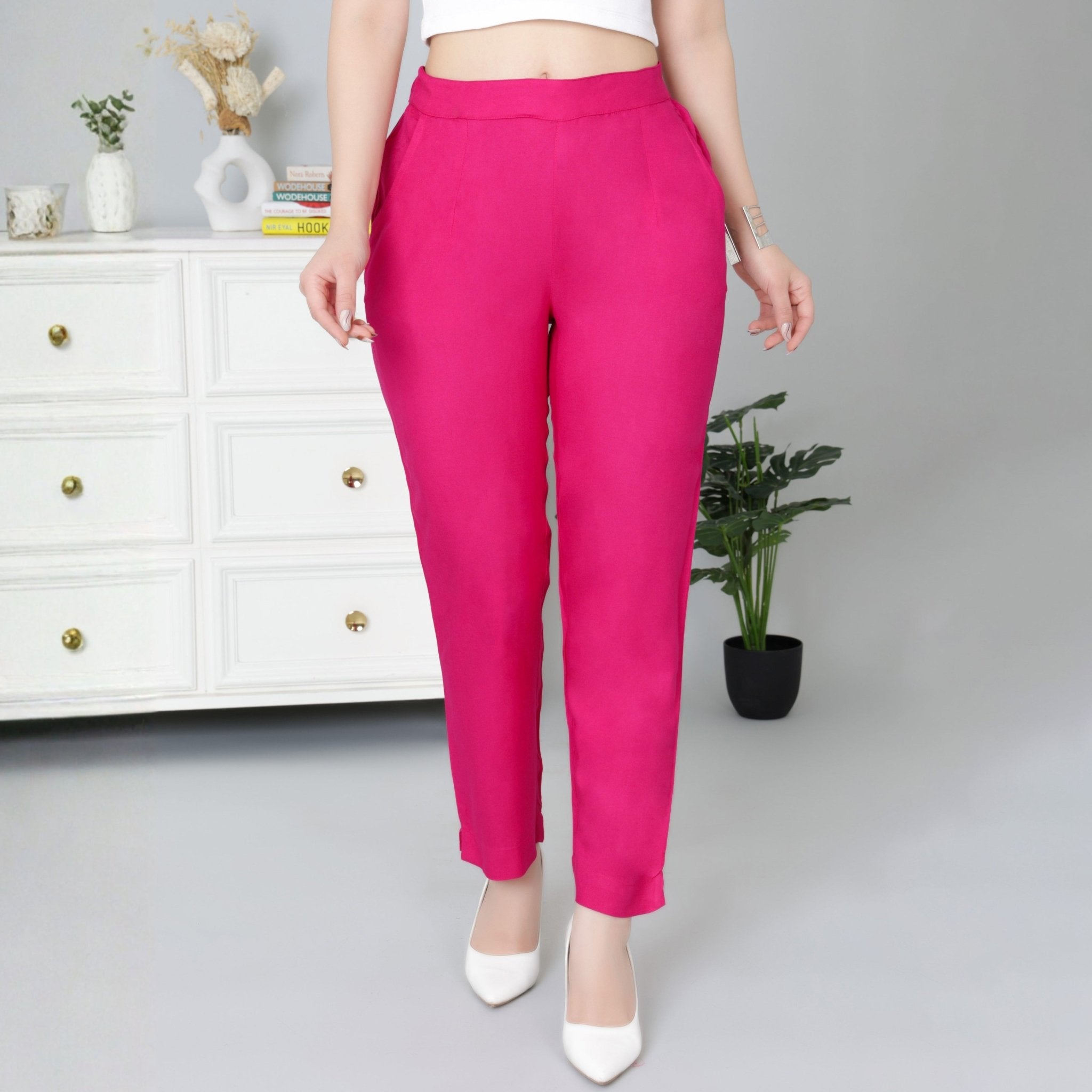 Magenta rayon pant [ 100% Rayon, Liva Certified ] - Rayon pants