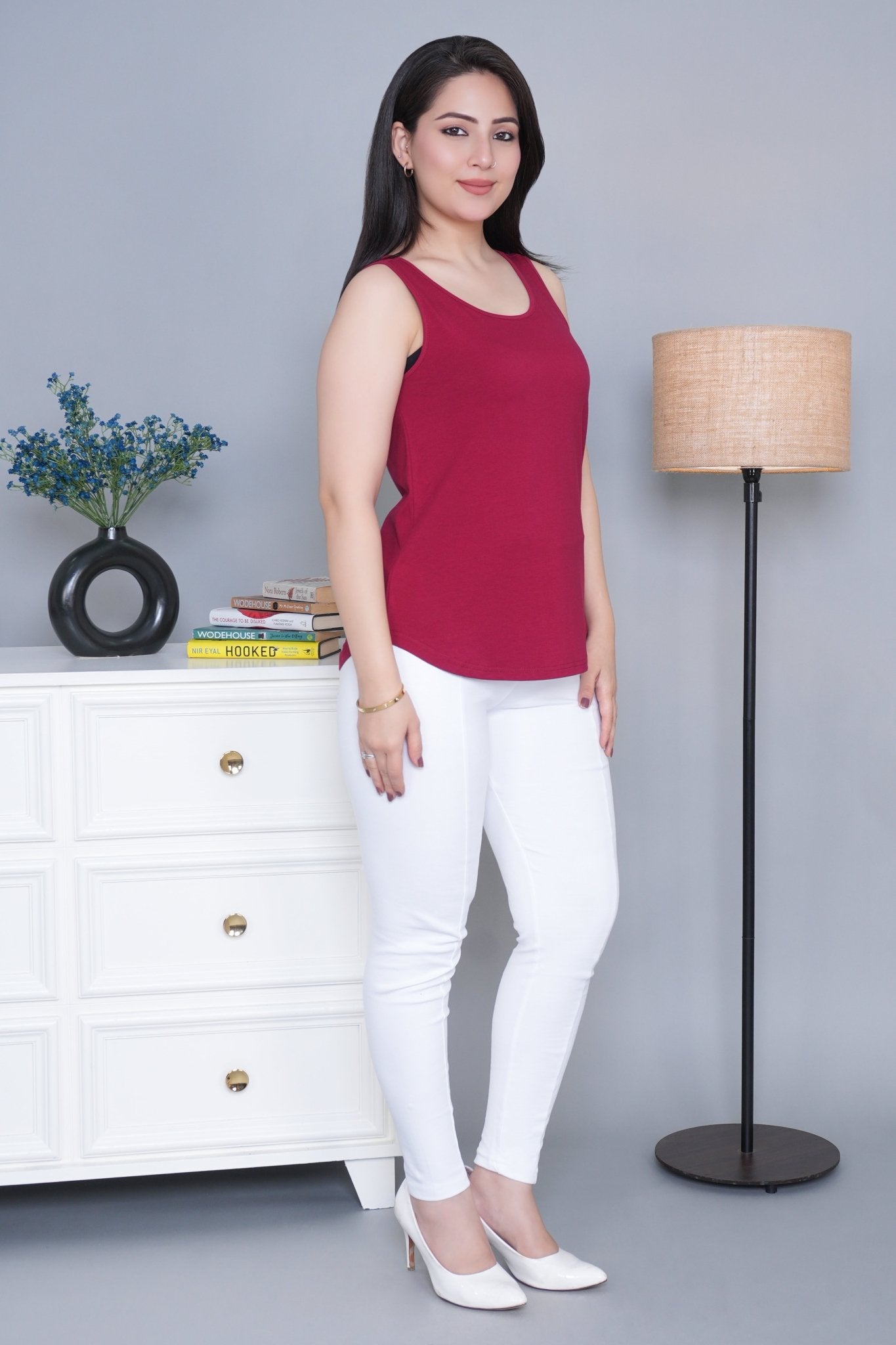Maroon Cotton vest [100% Cotton spandex] - Cotton vest